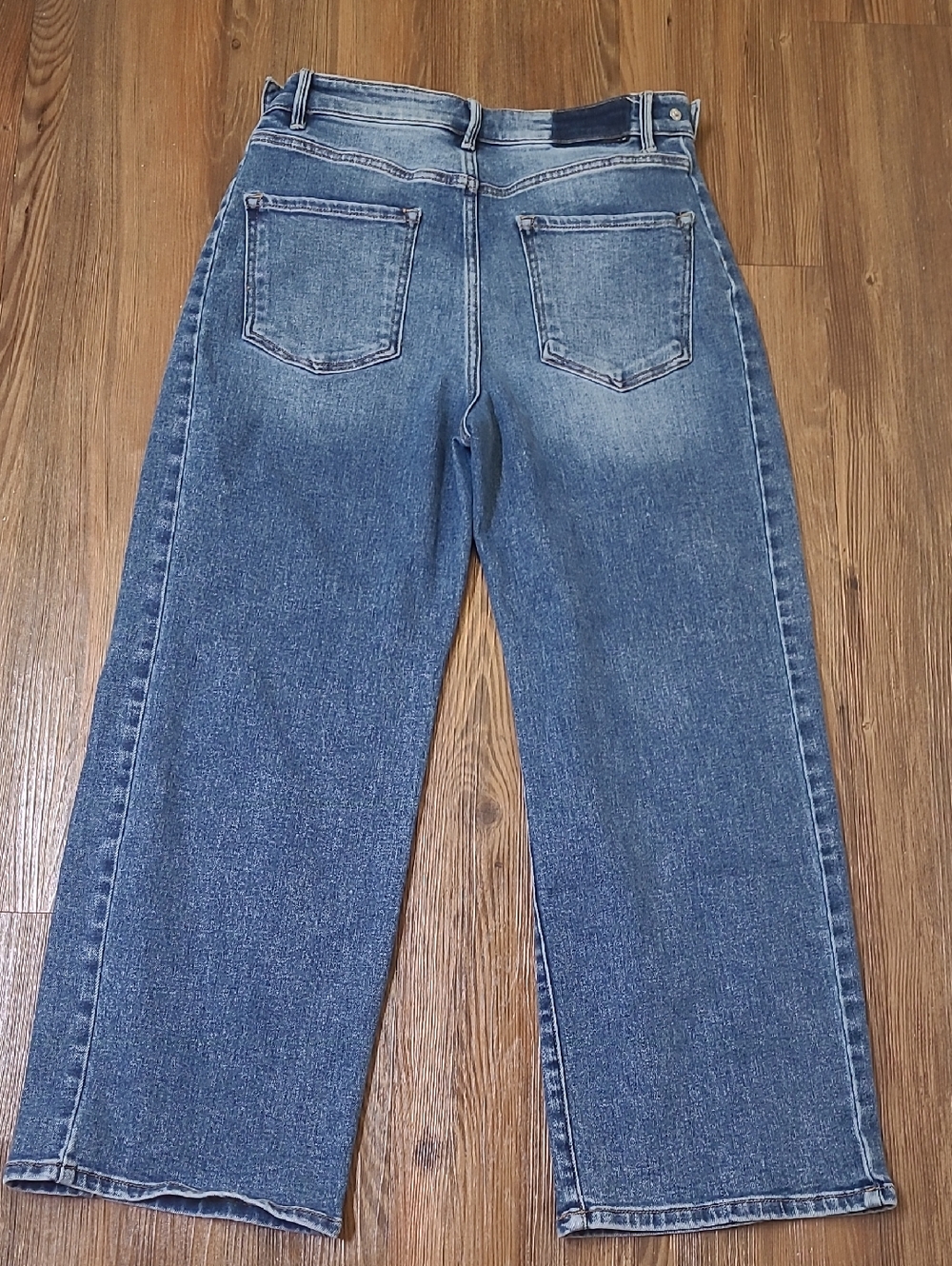 RISEN Straight Leg High-Rise Jeans in Distressed Blue61%cotton used good.9/29. - Picture 9 of 15